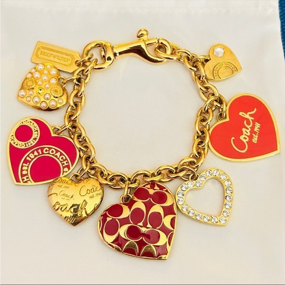 EXTREMELY RARE Vintage Coach 1941 Heart Charm Bracelet - Picture 1 of 11